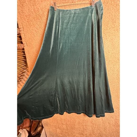 Vtg 90s Velvet Maxi Skirt Sz Medium Green Whimsigoth Fairy Grunge Long Full - Picture 6 of 11